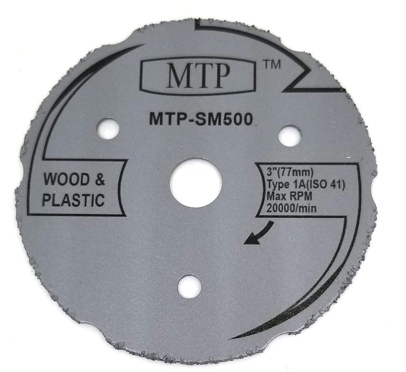 MTP Brand Pack of 5 Assort 3" Wood Plastic Metal Masonry Cutting Wheel Compatible to use for Dremel SM510C sm520 sm500 sm540 Saw Max Rigid R87547B Milwaukee 2522-20 Cut Off Tool - 7/16" Arbor - Image 2